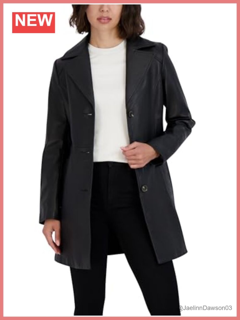 Lambskin Leather Trench Coat Notch Collar Tie Belt Mid-Length